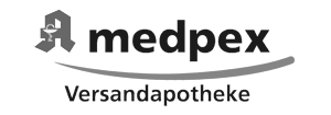 Ausgegrautes Logo der medpex Apotheke